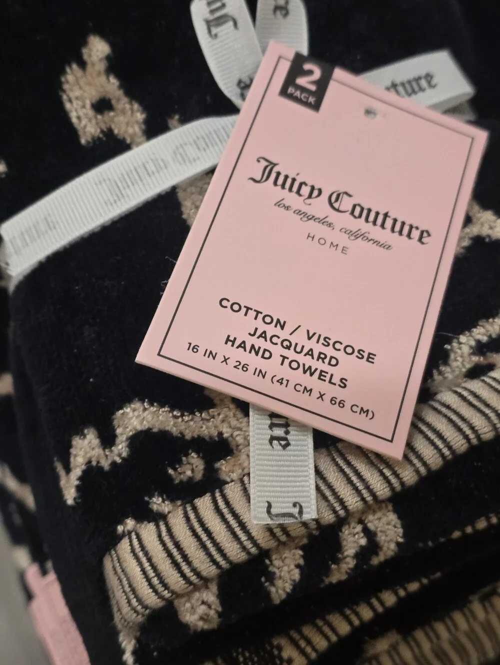 Juicy Couture Home Leopord/Zebra Print Bows/Hearts Viscose Cotton Towel Set
